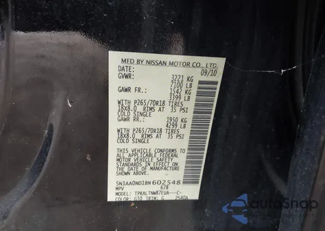 2011 Nissan Armada Sv from USA, damaged, VIN 5N1AA0ND1BN602548